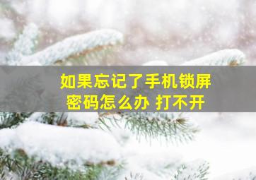 如果忘记了手机锁屏密码怎么办 打不开